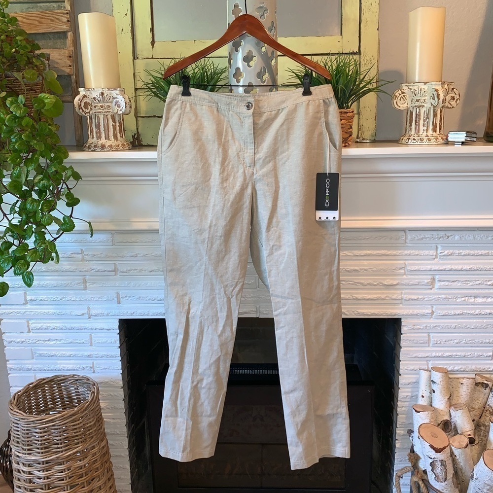 Exofficio Wrinkle Resistant Quick Dry Bug Repell Casual Cream Pants Size 12 NEW
